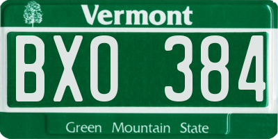 VT license plate BXO384