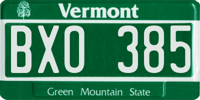 VT license plate BXO385