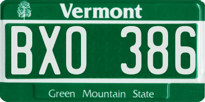 VT license plate BXO386