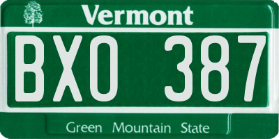 VT license plate BXO387