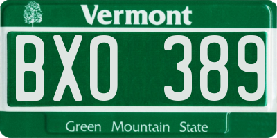 VT license plate BXO389