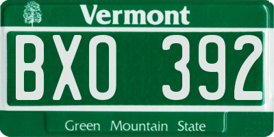 VT license plate BXO392