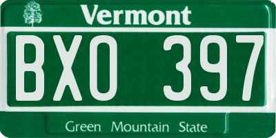 VT license plate BXO397