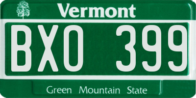 VT license plate BXO399