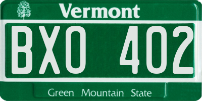 VT license plate BXO402