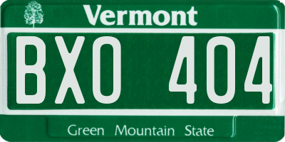 VT license plate BXO404