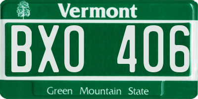 VT license plate BXO406