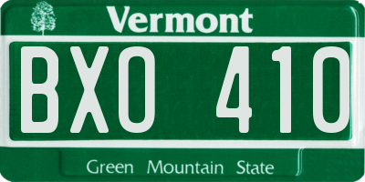 VT license plate BXO410