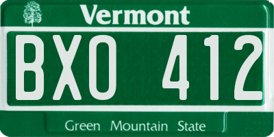 VT license plate BXO412