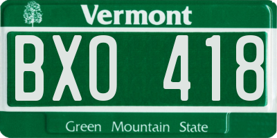VT license plate BXO418