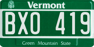 VT license plate BXO419