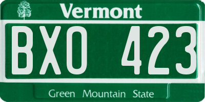VT license plate BXO423