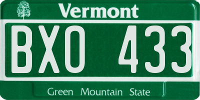 VT license plate BXO433