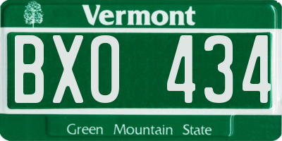 VT license plate BXO434