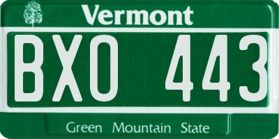VT license plate BXO443