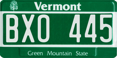 VT license plate BXO445