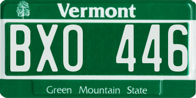 VT license plate BXO446