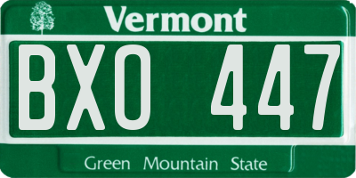 VT license plate BXO447