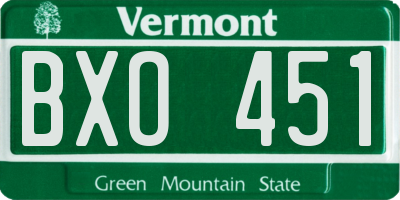 VT license plate BXO451