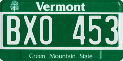 VT license plate BXO453