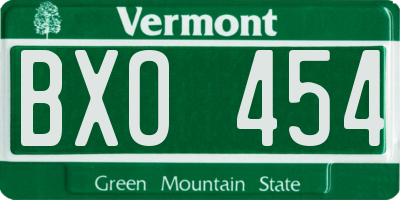 VT license plate BXO454