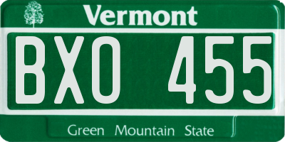 VT license plate BXO455
