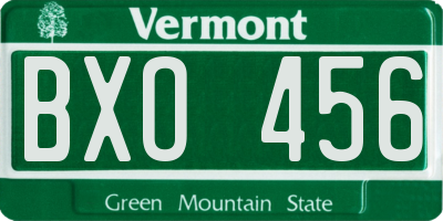 VT license plate BXO456