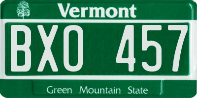 VT license plate BXO457