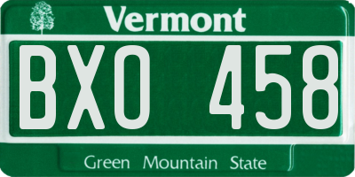VT license plate BXO458