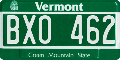 VT license plate BXO462