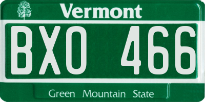 VT license plate BXO466