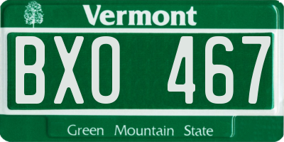 VT license plate BXO467