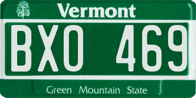 VT license plate BXO469
