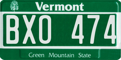 VT license plate BXO474