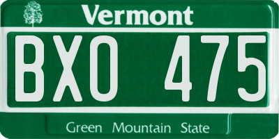 VT license plate BXO475