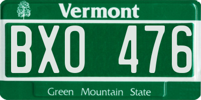 VT license plate BXO476