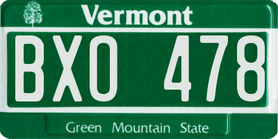 VT license plate BXO478