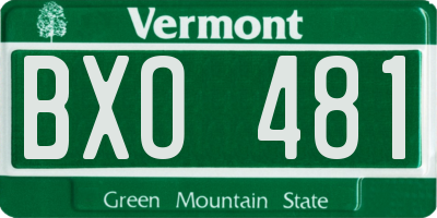 VT license plate BXO481