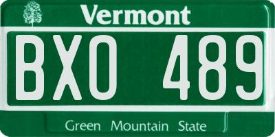 VT license plate BXO489