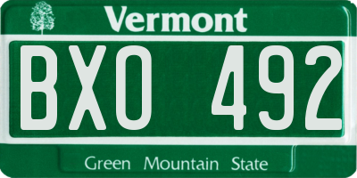 VT license plate BXO492