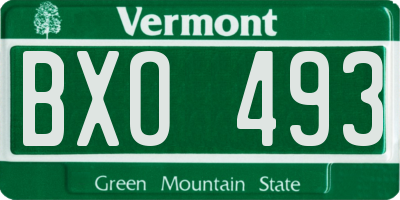 VT license plate BXO493