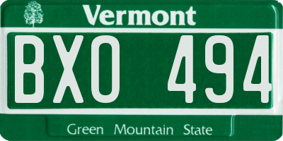VT license plate BXO494