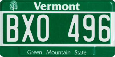 VT license plate BXO496