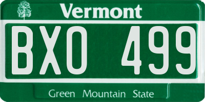 VT license plate BXO499