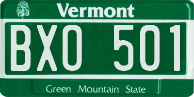 VT license plate BXO501