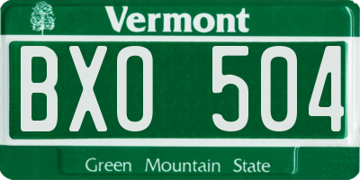 VT license plate BXO504