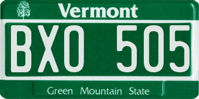 VT license plate BXO505