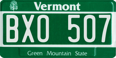 VT license plate BXO507