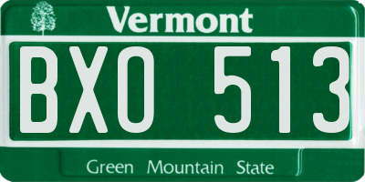 VT license plate BXO513