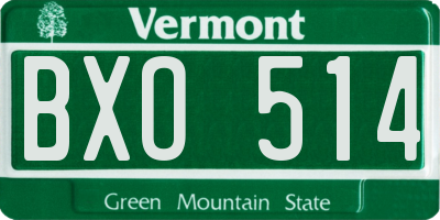 VT license plate BXO514